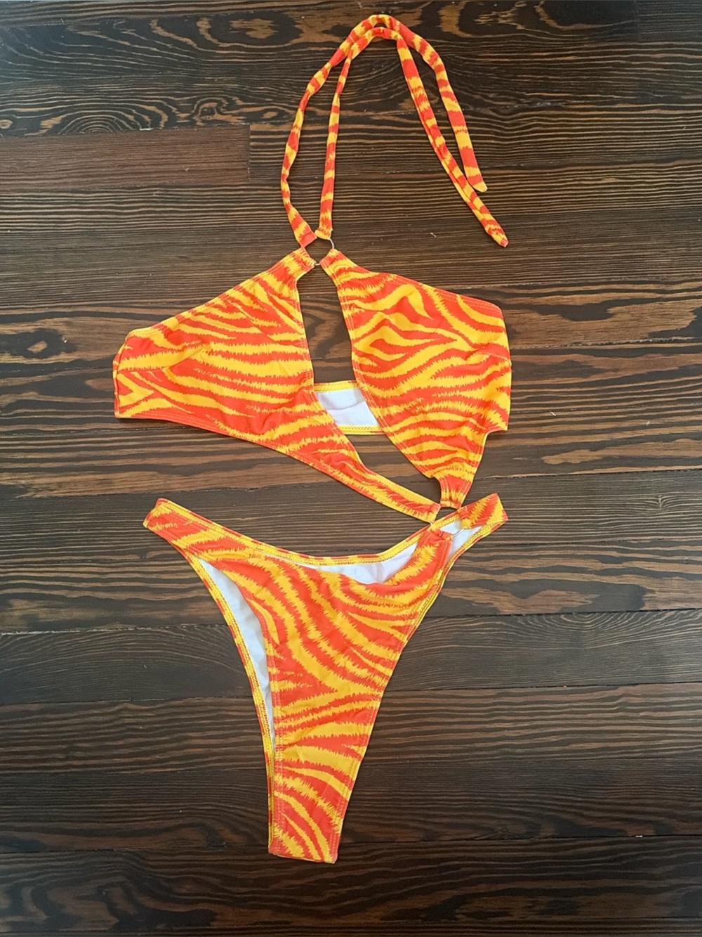 Orange Zebra Print Bikini Set